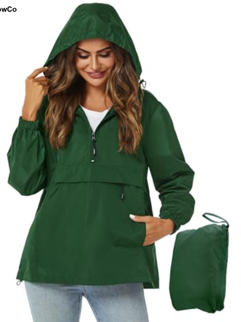 Lightweight Packable Waterproof Breathable Rain Jacket with Hood